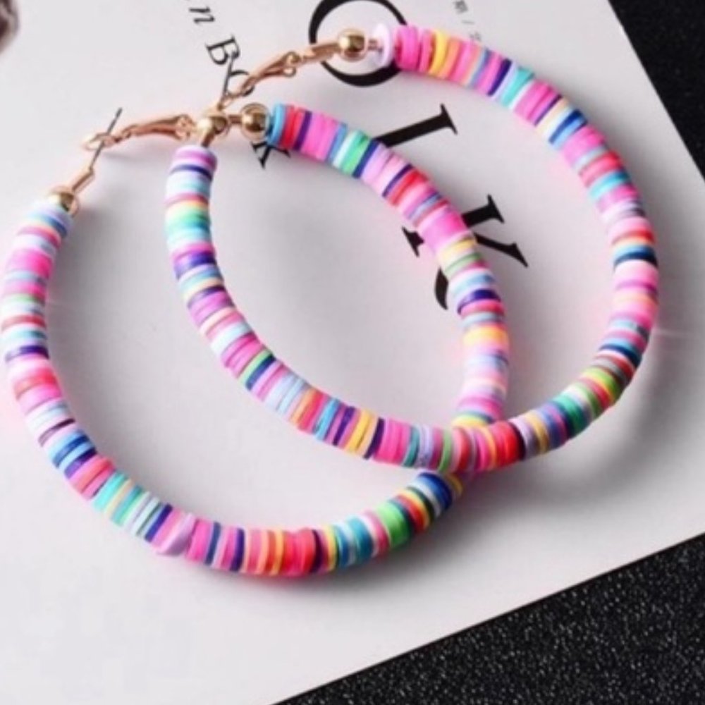 Large Boho Clay Hoops